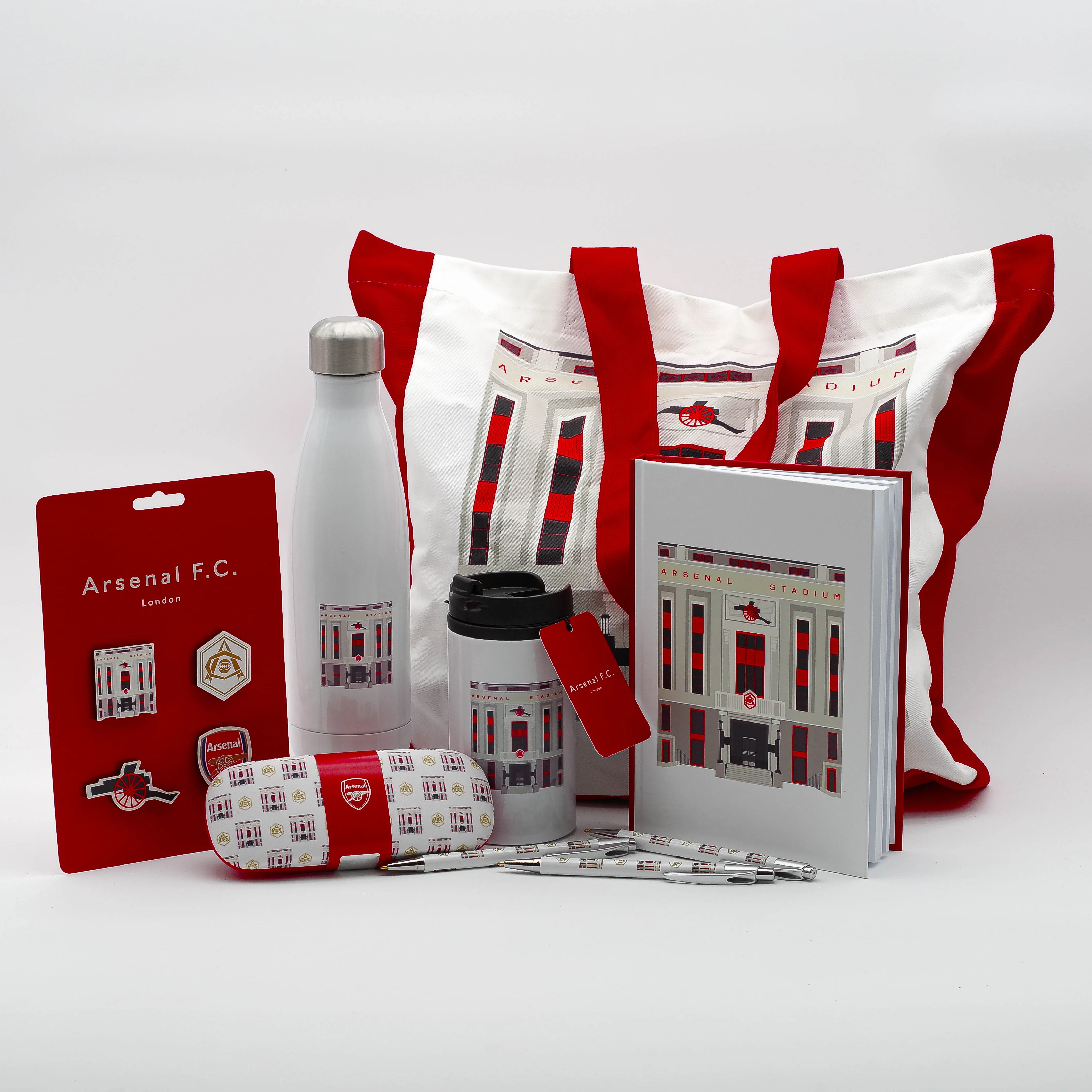 A selection of products bearing the Arsenal FC logo